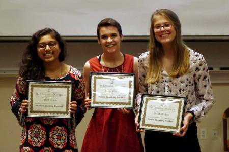 From left to right: Third place winner Tulsi Patel, First place winner Cassidy Fuller, and Second place winner Daniela Conroy